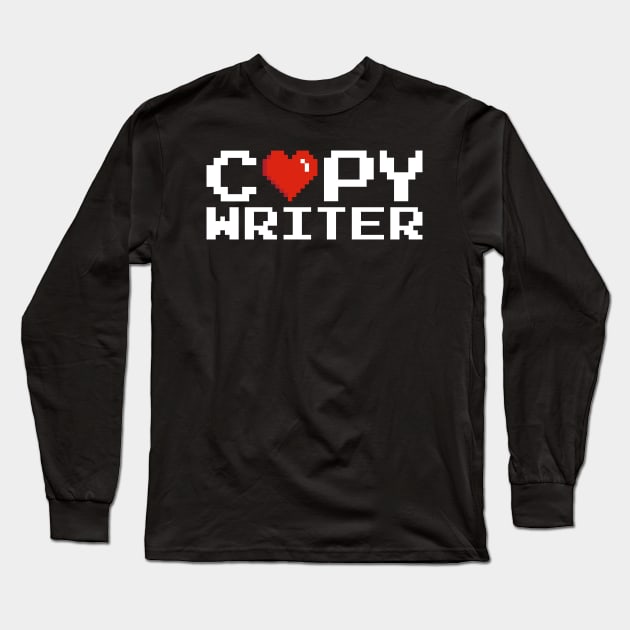 Copywriter Pixel (B&W) Long Sleeve T-Shirt by marieltoigo